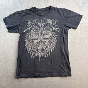 Extreme Couture Graphic T Shirt Skull Wings MMA Style Black Men's Large